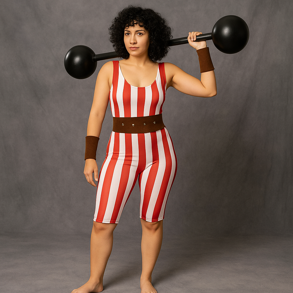 Disfraz de Forzuda Circo a rayas para mujer