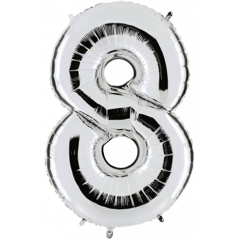 Globo número 8 plateado gigante