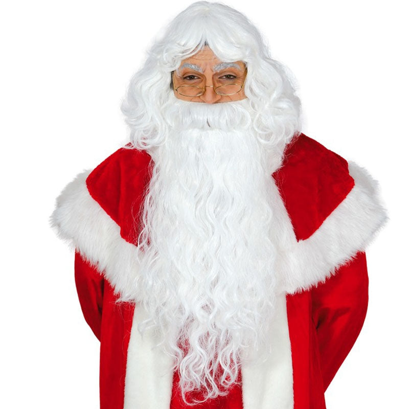 Traje Santa Claus Completo Disfraz Papá Noel 11 Piezas Adulto | Incluye Peluca, Barba Y Accesorios | Navidad Y Fiestas Trajes De Papa Noel