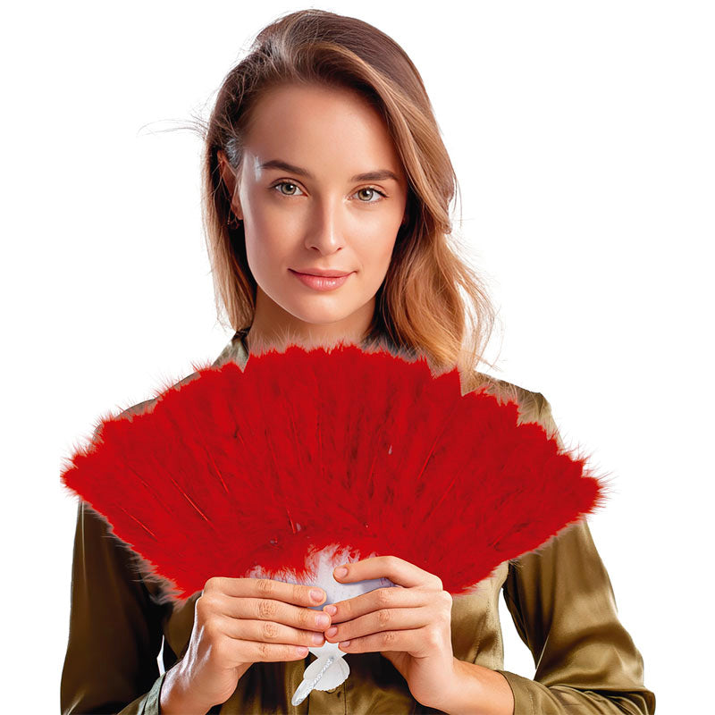 Abanico de Plumas Rojo