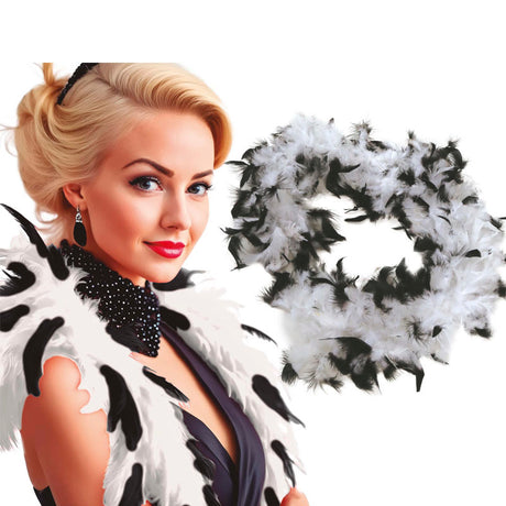 Boa Plumas Blanca y negra