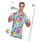 Camisa Años 80 Azul para hombre Packaging