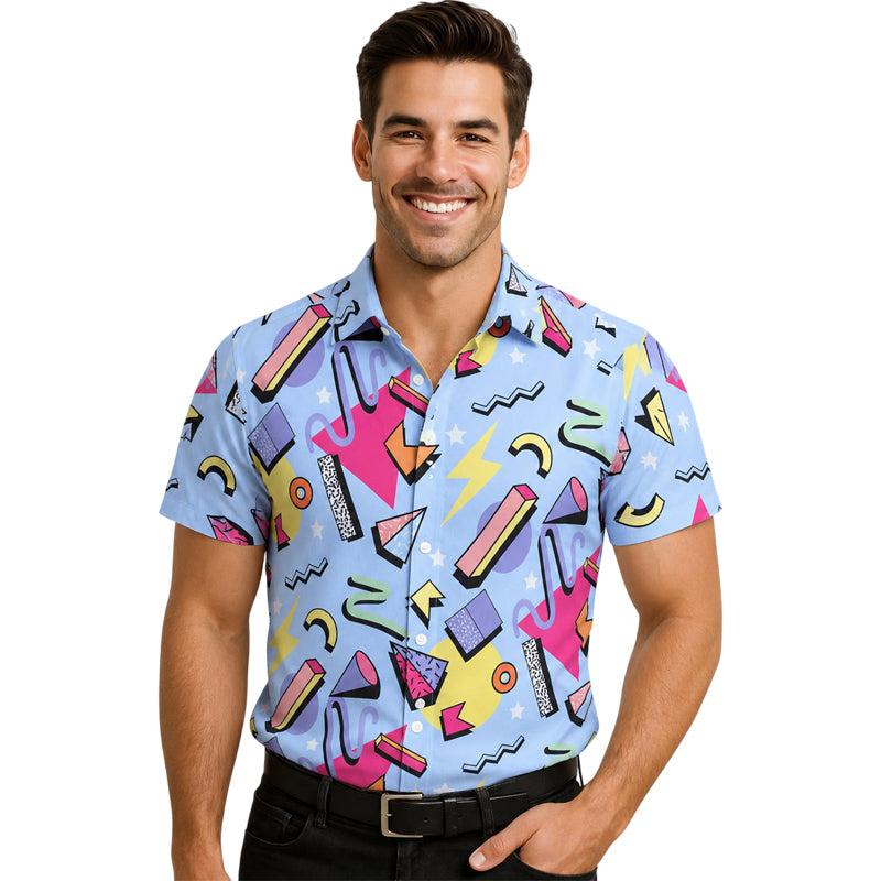 Camisa Años 80 Azul para hombre