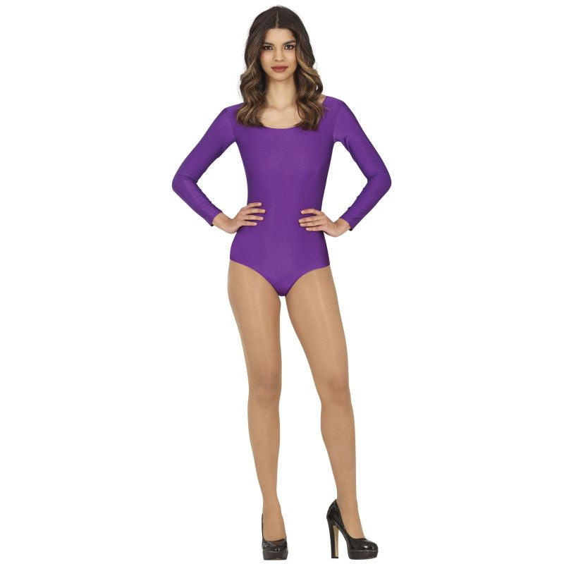 Disfraz de Body Lila Manga Larga para mujer
