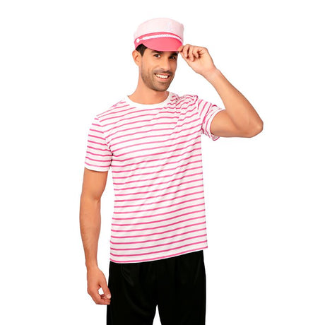 Camiseta de Rayas Rosa y Blanco para hombre Bis