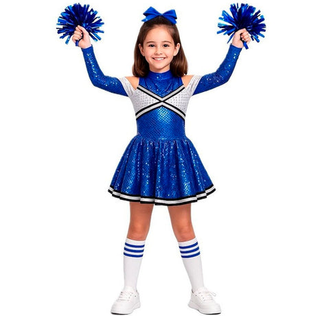 Disfraz de Animadora azul con lentejuelas para niña