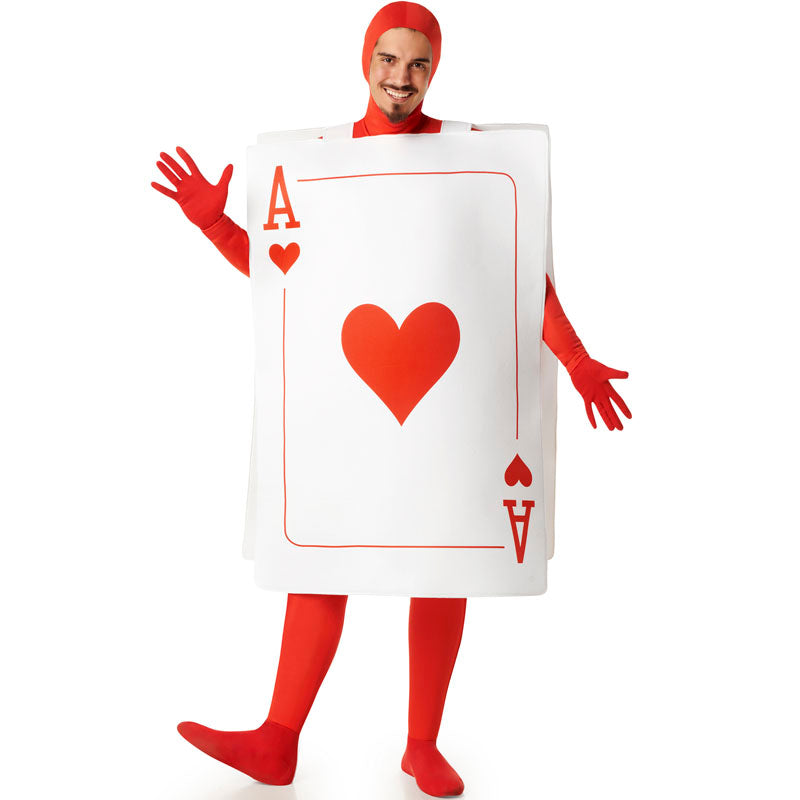 Disfraz de Carta Póker As de Corazones adulto unisex Hombre
