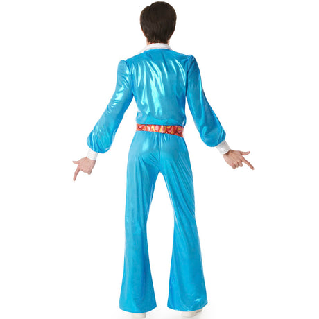 Disfraz de Disco azul años 70 para hombre Espalda