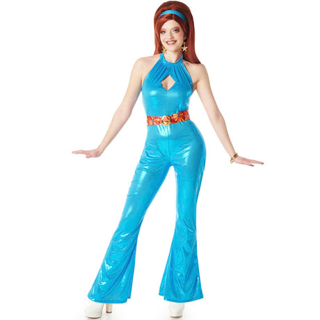 Disfraz de Disco azul años 70 para mujer Bis