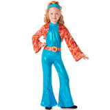 Disfraz de Disco azul años 70 para niña