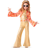 Disfraz de Disco dorado años 70 para niña