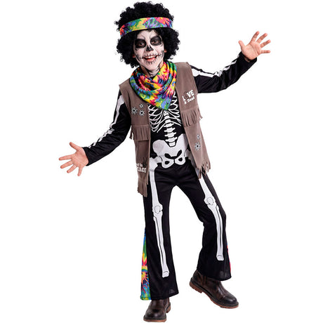 Disfraz de Esqueleto Hippie para niños