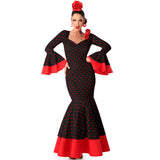 Disfraz de Flamenca negra con lunares rojos para mujer