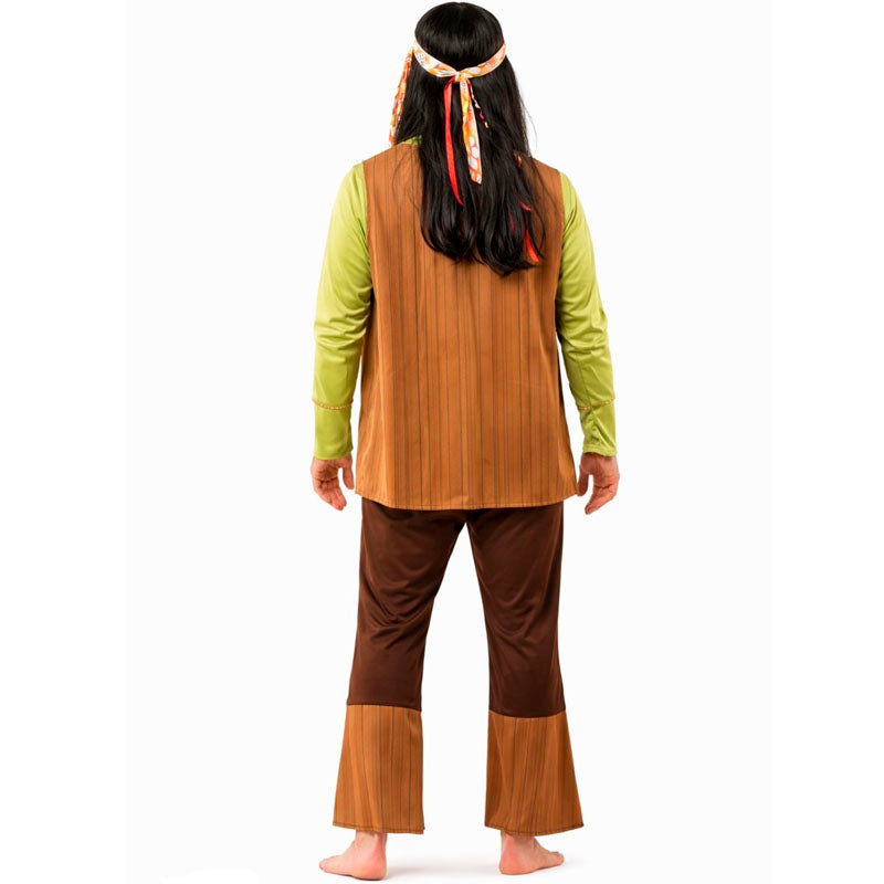 Disfraz de Hippie Marrón Hombre espalda