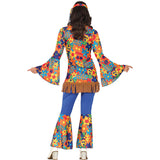 Disfraz de Hippie floreado para mujer Espalda