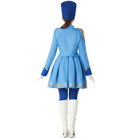 Disfraz de Majorette azul para mujer Espalda