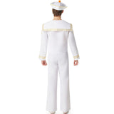 Disfraz de Marinero blanco y dorado para hombre Espalda