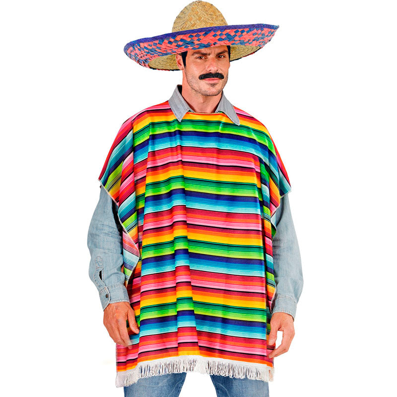 Disfraz de Poncho Mexicano con gorro para hombre