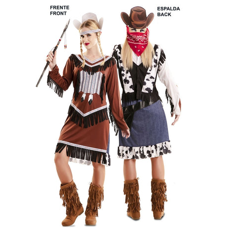Disfraz Doble de India y Vaquera para mujer