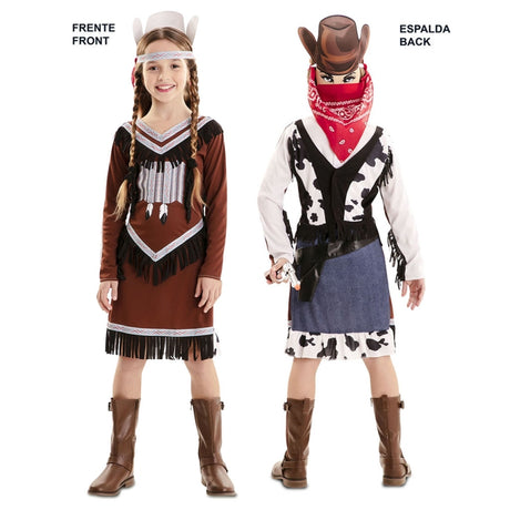 Disfraz Doble de India y Vaquera para niña