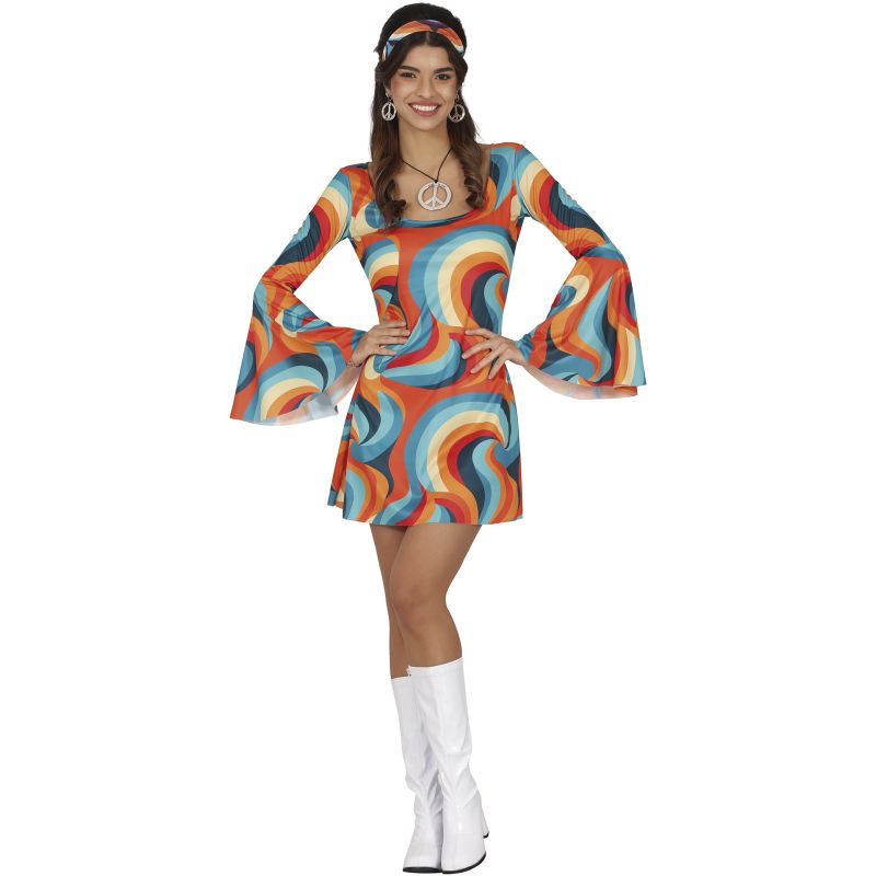Disfraz de Hippie Happy Vibes para mujer