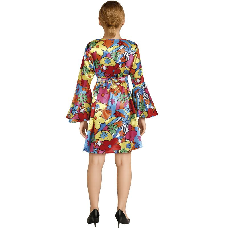 Disfraz de Hippie Vibrante para mujer Espalda