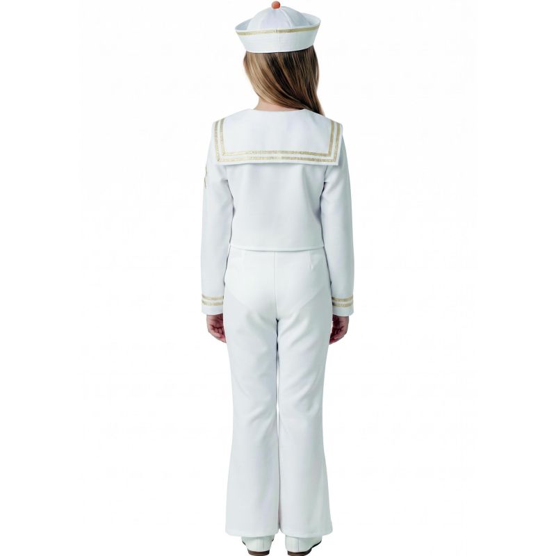Disfraz de Marinero blanco y dorado Infantil Espalda