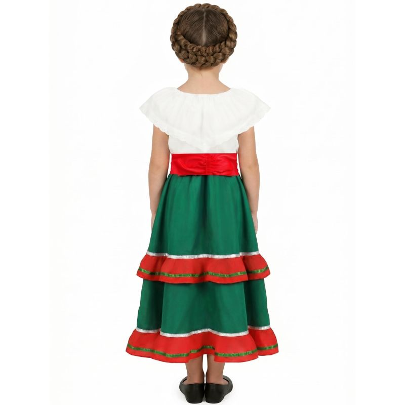 Disfraz de Mexicana verde para niña Espalda
