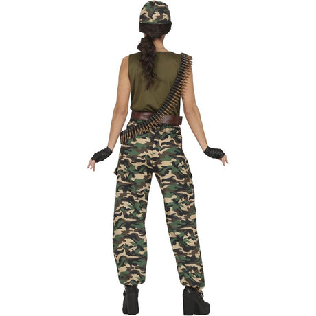 Disfraz de Teniente Militar para mujer Espalda