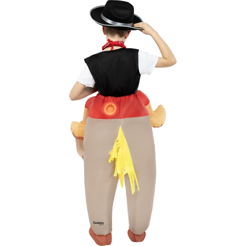 Disfraz de Vaquero a hombros  de Caballo hinchable infantil Espalda
