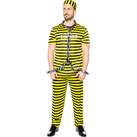 Disfraz de Preso amarillo y negro para hombre