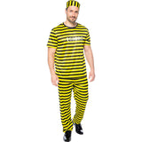 Disfraz de Preso amarillo y negro para hombre Detalle