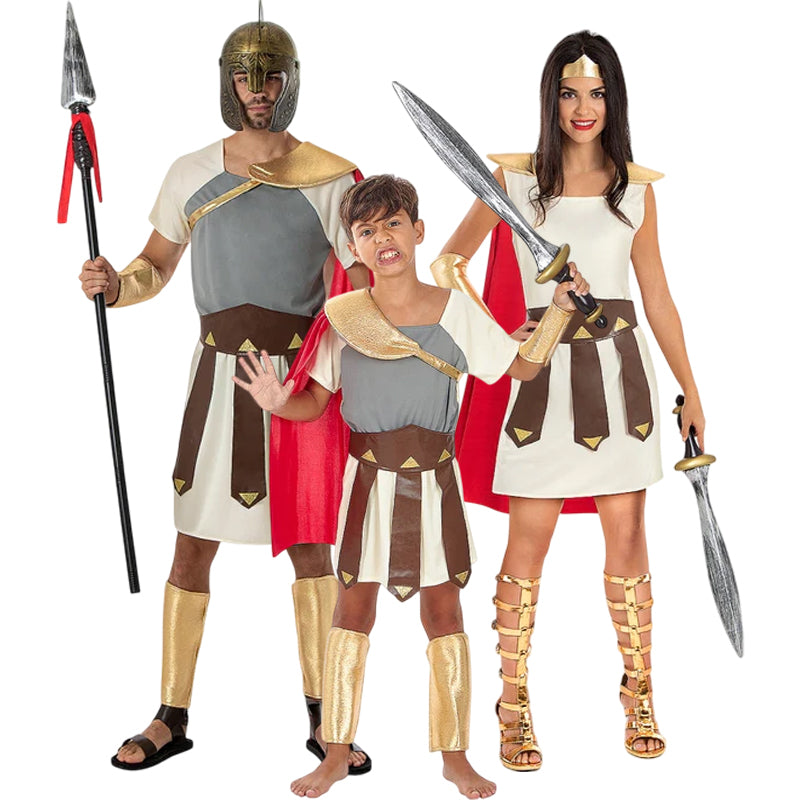 Disfraces Gladiadores Romanos con capa para grupos y familias