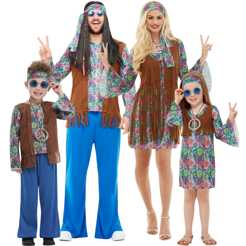 Disfraces Hippies Paz y Amor para grupos y familias