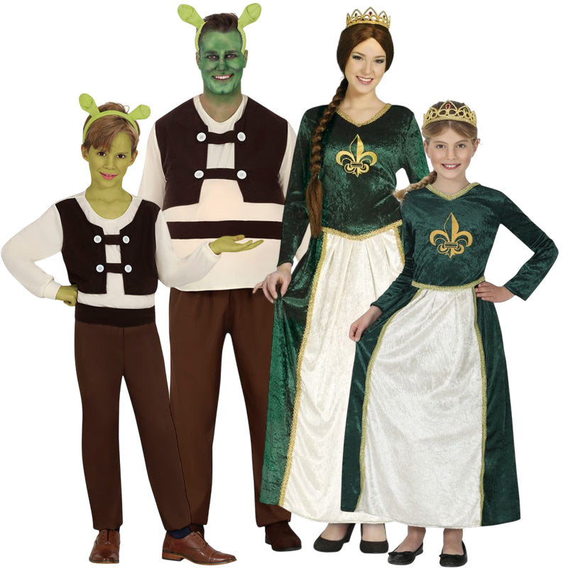 Disfraces Ogro Shrek y Princesa Fiona para grupos y familias