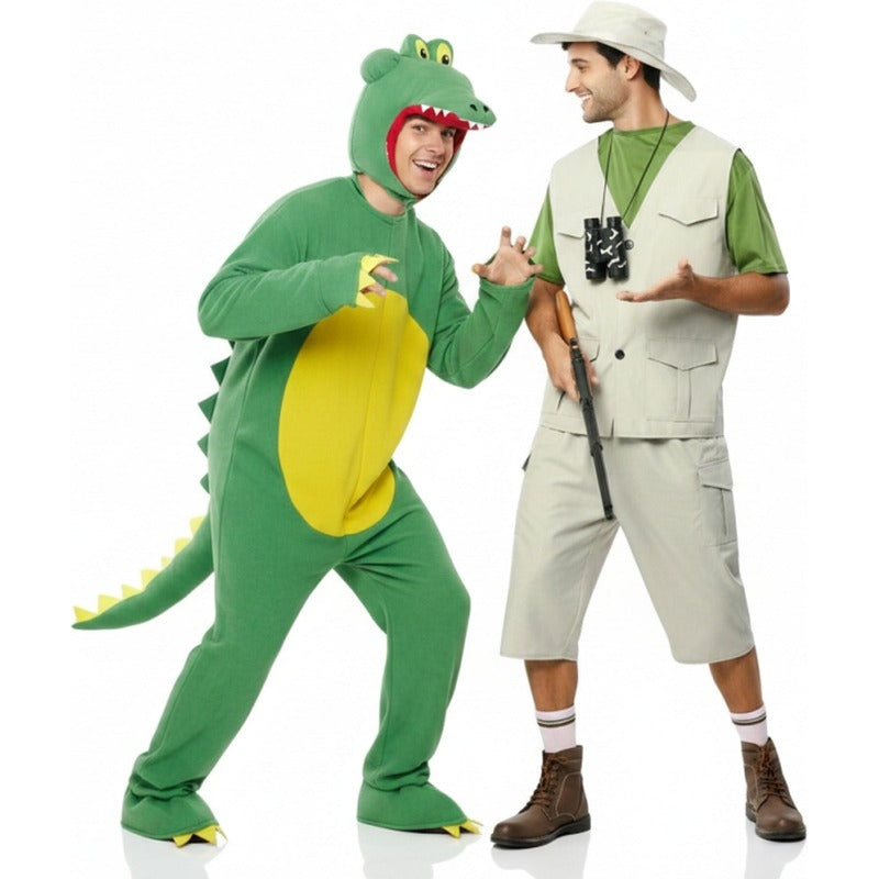 Pareja de Explorador y Cocodrilo Salvaje