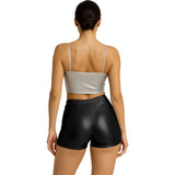 Pantalón Corto de disfraz Negro Metalizado para mujer Espalda
