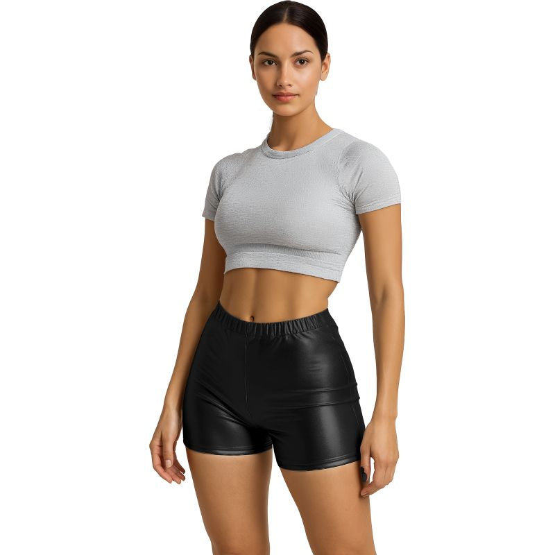 Pantalón Corto de disfraz Negro Metalizado para mujer