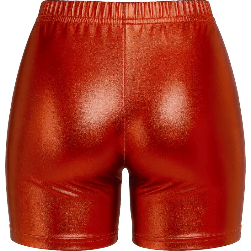 Pantalón Corto de disfraz Rojo Metalizado para mujer Detalle Bis
