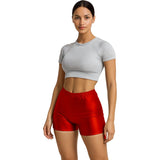 Pantalón Corto de disfraz Rojo Metalizado para mujer