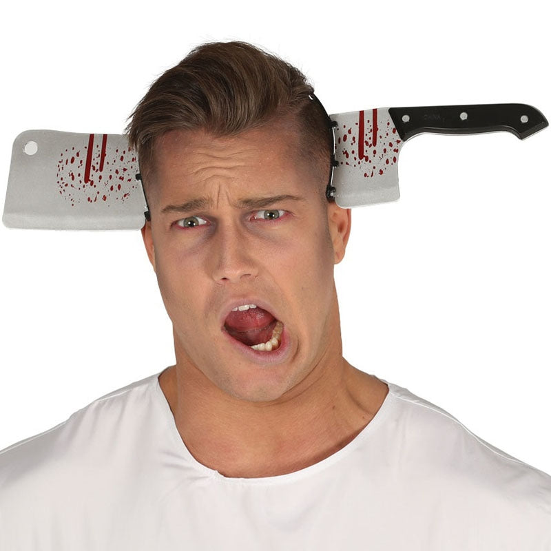 Set De Diademas Terroríficas Para Halloween: Cuchillo, Machete, Tijeras Y Jeringa - Incluye 10 Tatuajes De Cicatrices