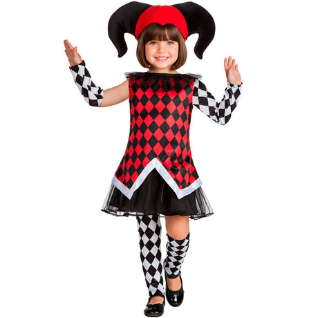 Disfraz de Arlequina para niña Bis
