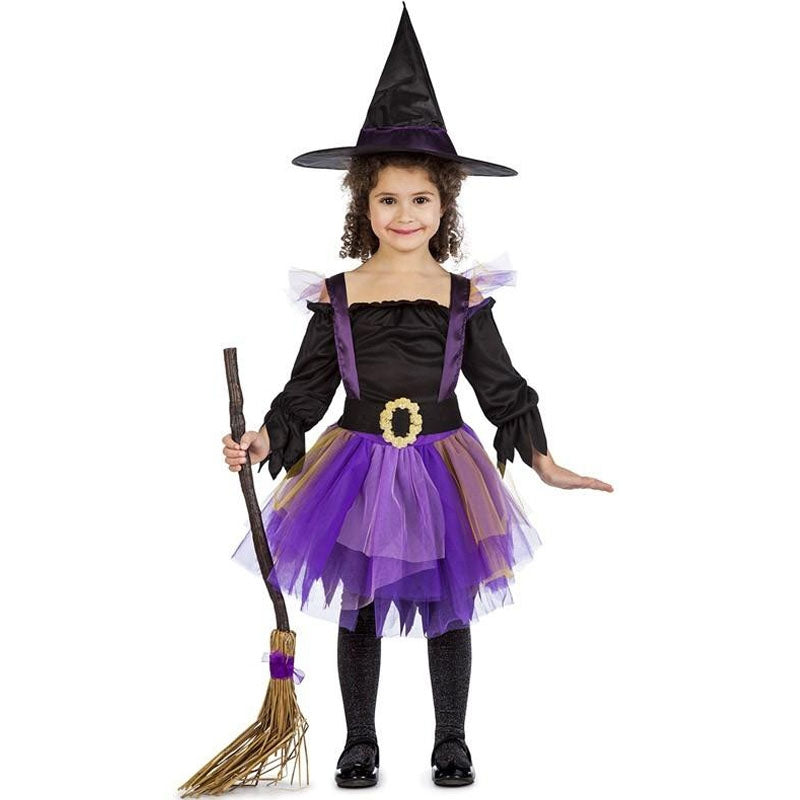 Disfraz De Bruja Para Niña - Conjunto De 3 Piezas Con Falda Tutú, Sombrero Y Escoba, Para Halloween, Tallas 3-12 Años