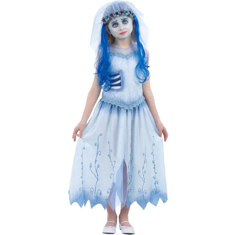 Funidelia Disfraz De Novia Fantasma Para Niña – Incluye Vestido Y Diadema Con Velo – Talla 7-9 Años – Ideal Para Halloween Y Carnaval