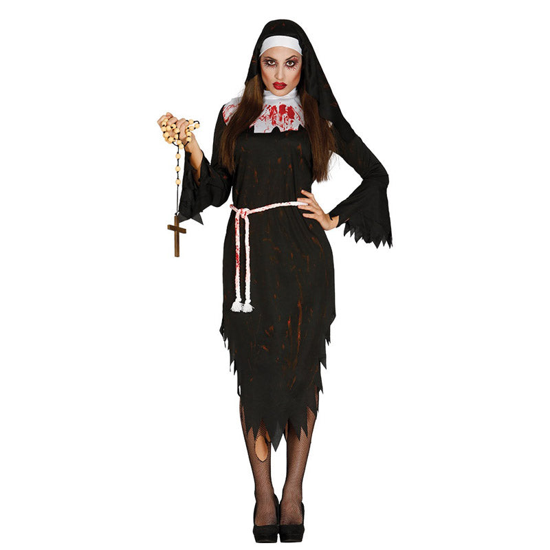 Disfraz Halloween Monja Sexy Máscara De Látex De Monja De Terror, Disfraz De Fiesta De Casa Encantada De Halloween, Accesorios De Cosplay Compra Barata En Disfraz Monja Niña Halloween