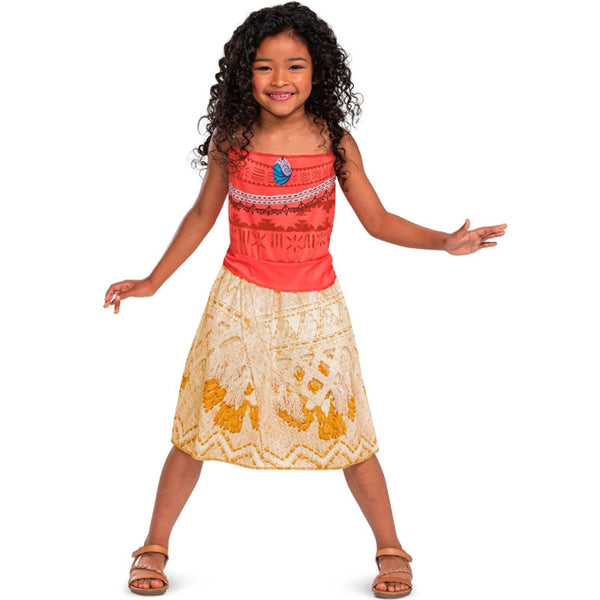 Disfraz De Vaiana Para Niñas – Vestido Princesa Con Corona, Varita Y Guantes, Ideal Para Halloween, Carnaval Y Cumpleaños (Talla 110, Amarillo)