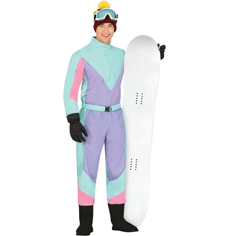Disfraz de Esquiador retro de color azul para hombre
