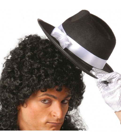sombrero gánster negro cinta blanca