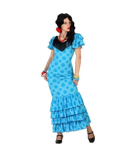 Disfraz de Sevillana Azul flamenca