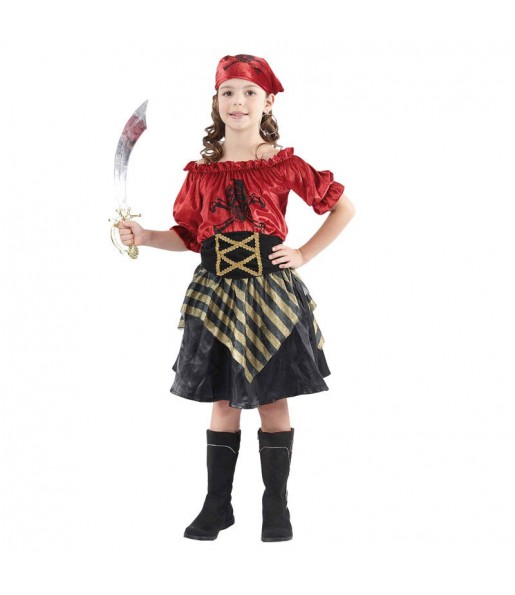 Disfraz de Pirata Roja para niña